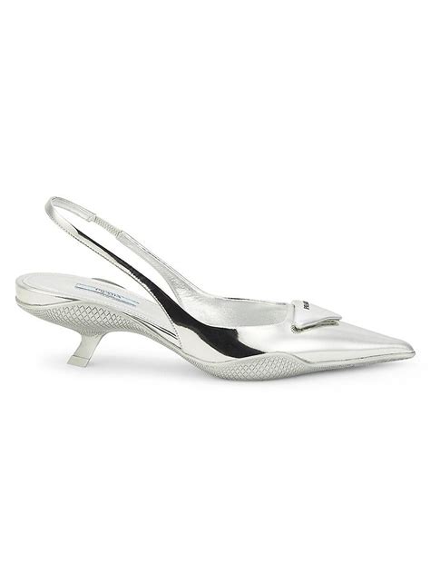 prada brushed leather slingback sandals|Prada slingback kitten heels.